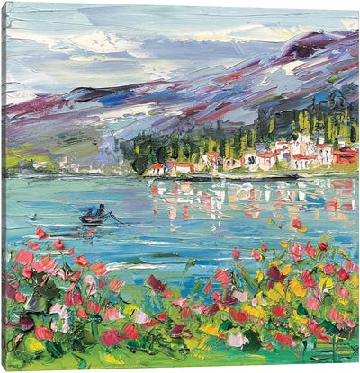 A Day At Lake Como Canvas Art Print - Lisa Elley