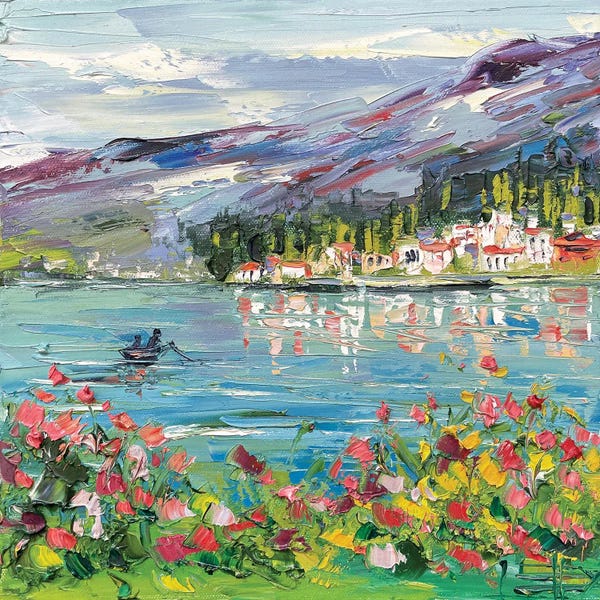 Palette Knife Prints: A Day At Lake Como by Lisa Elley