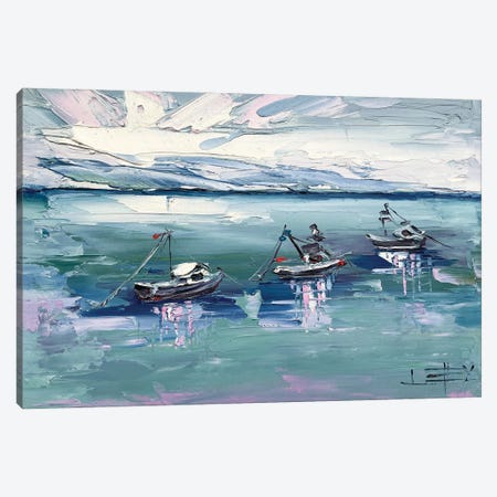 Capitola Fishing Boats Canvas Print #LEL559} by Lisa Elley Canvas Wall Art