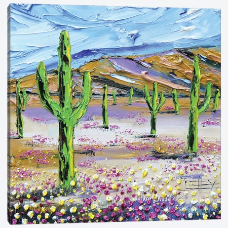 Desert Dream With Saguaro Cacti Canvas Print #LEL581} by Lisa Elley Canvas Art Print