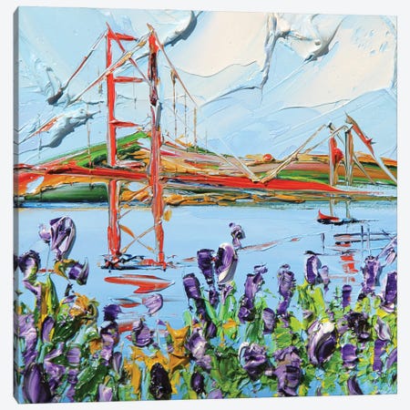 Golden Gate Bridge And Purple Lupine Canvas Print #LEL588} by Lisa Elley Canvas Print