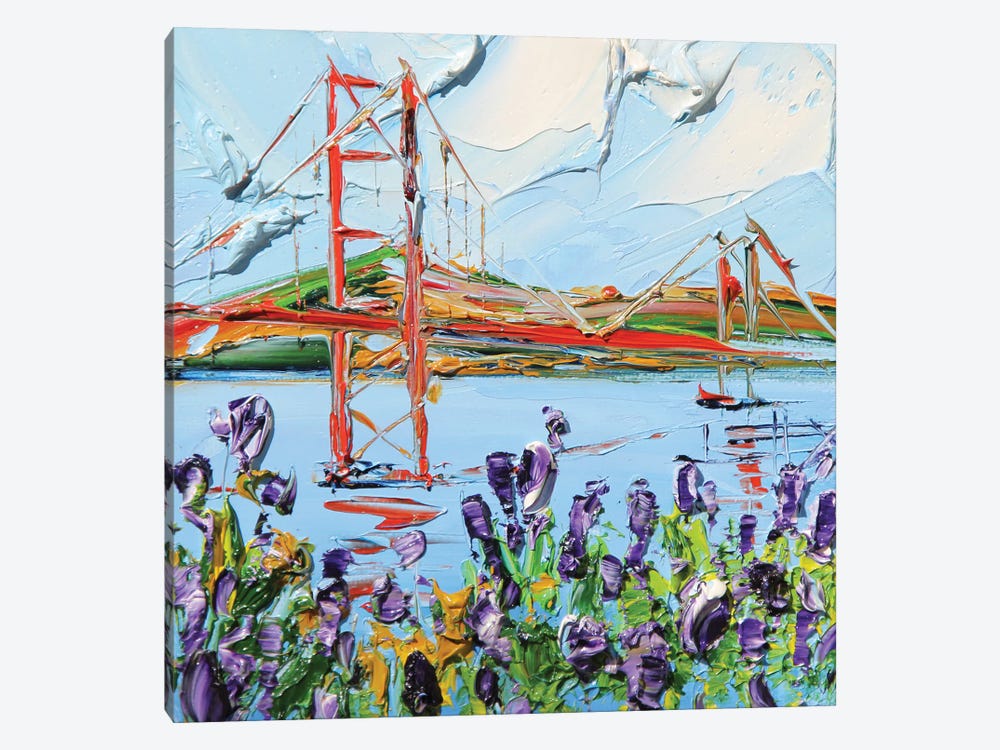 Golden Gate Bridge And Purple Lupine by Lisa Elley 1-piece Canvas Print
