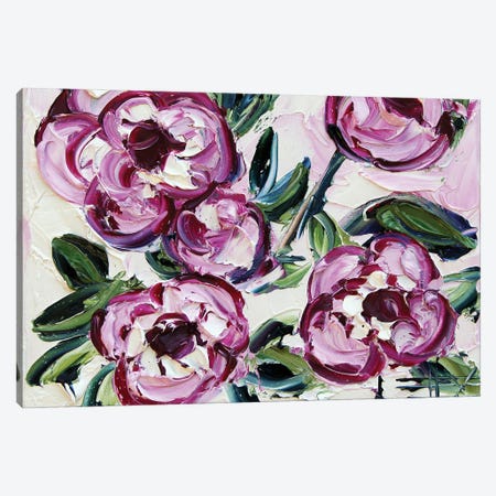 Pink Peonies Canvas Print #LEL590} by Lisa Elley Canvas Wall Art