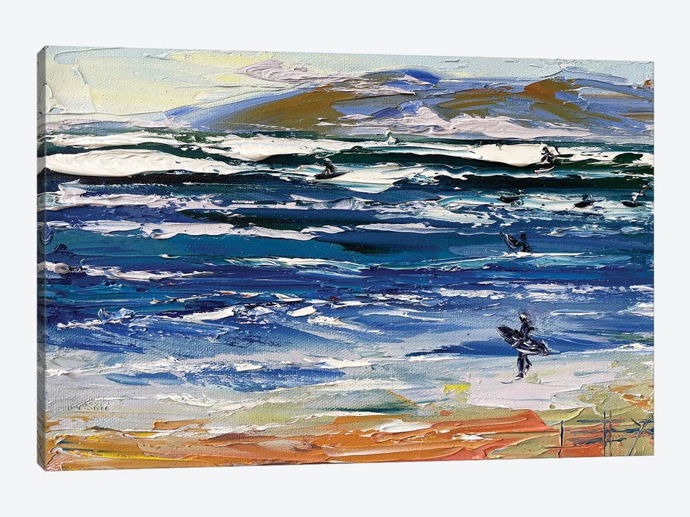 Surfers At Ocean Beach San Francisco by Lisa Elley 1-piece Canvas Artwork