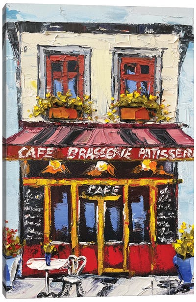 Brasserie In Montmartre Paris Canvas Art Print - Cafe Art