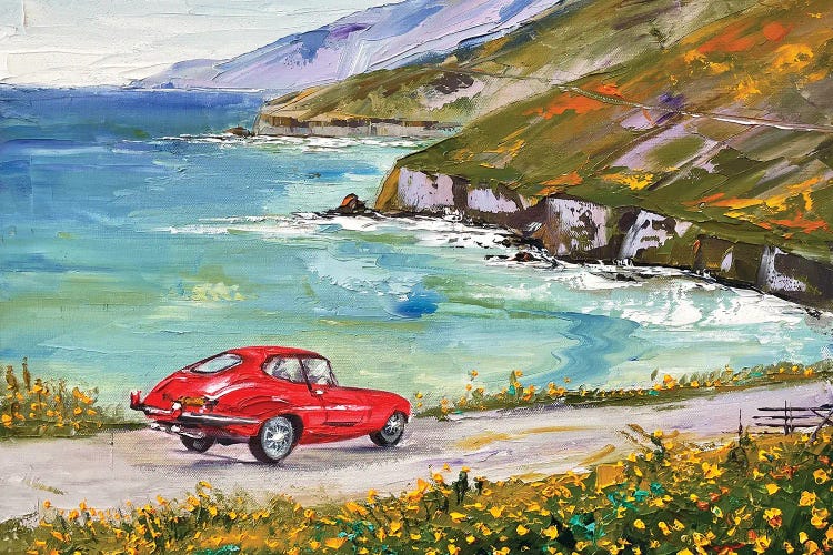 A Drive In Big Sur With Monterey Car Week, E Type Jaguar by Lisa Elley wall art