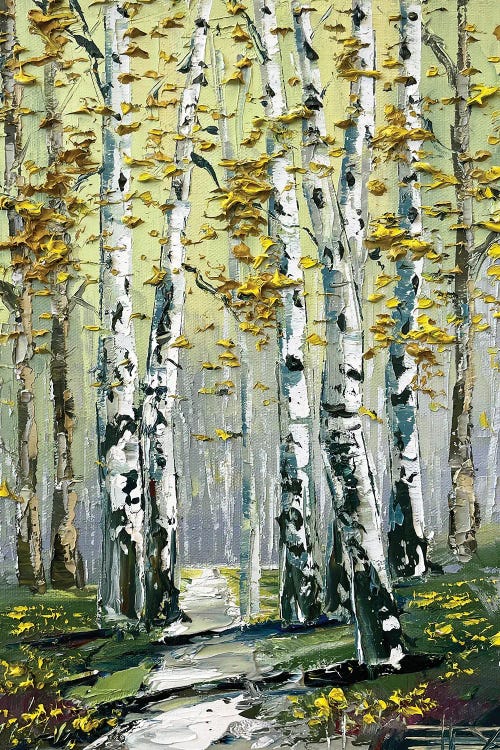 Golden Fall Birch Trees by Lisa Elley wall art