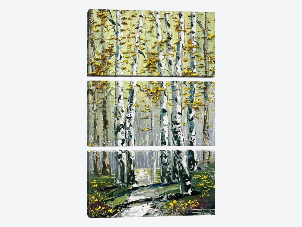 Golden Fall Birch Trees by Lisa Elley 3-piece Canvas Print