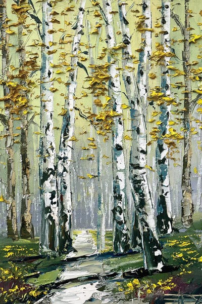 Trails, Paths & Roads: Golden Fall Birch Trees by Lisa Elley