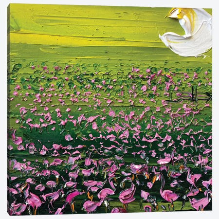 Flamingo Moon Canvas Print #LEL635} by Lisa Elley Canvas Artwork