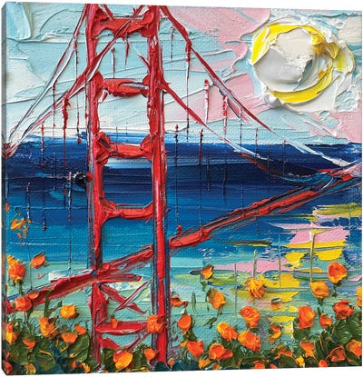 Poppies At The Golden Gate Canvas Art Print - Golden Gate Bridge