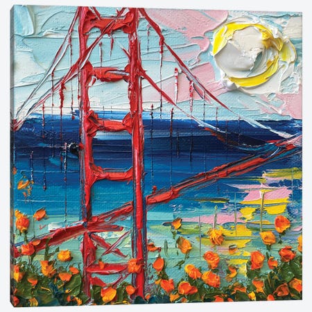 Poppies At The Golden Gate Canvas Print #LEL637} by Lisa Elley Canvas Artwork