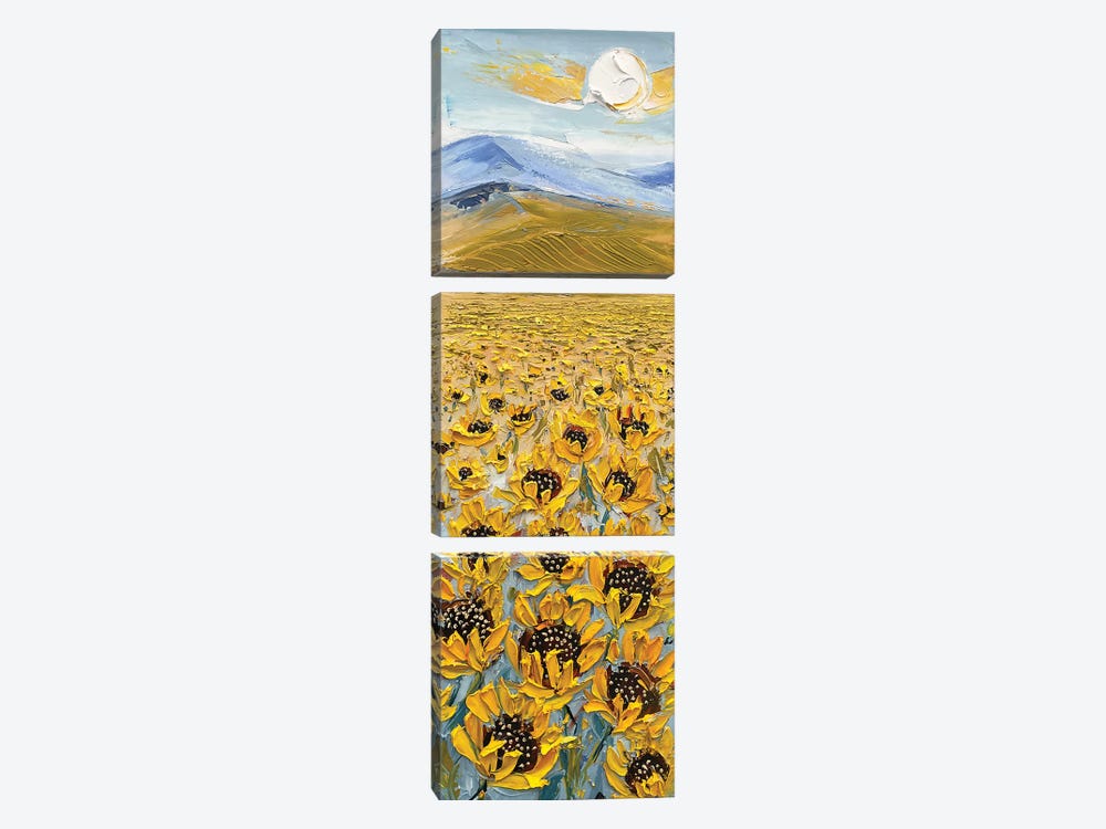 Forever And A Day - Sunflowers by Lisa Elley 3-piece Canvas Art Print
