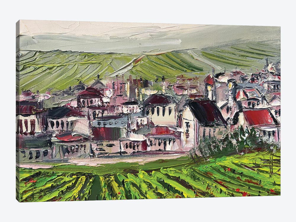 Village With Vineyards In Provence, France In The Autumn by Lisa Elley 1-piece Canvas Art