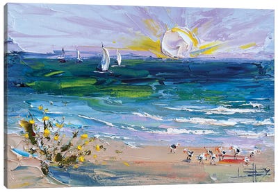 Santa Cruz Sun With Sailboats Canvas Art Print