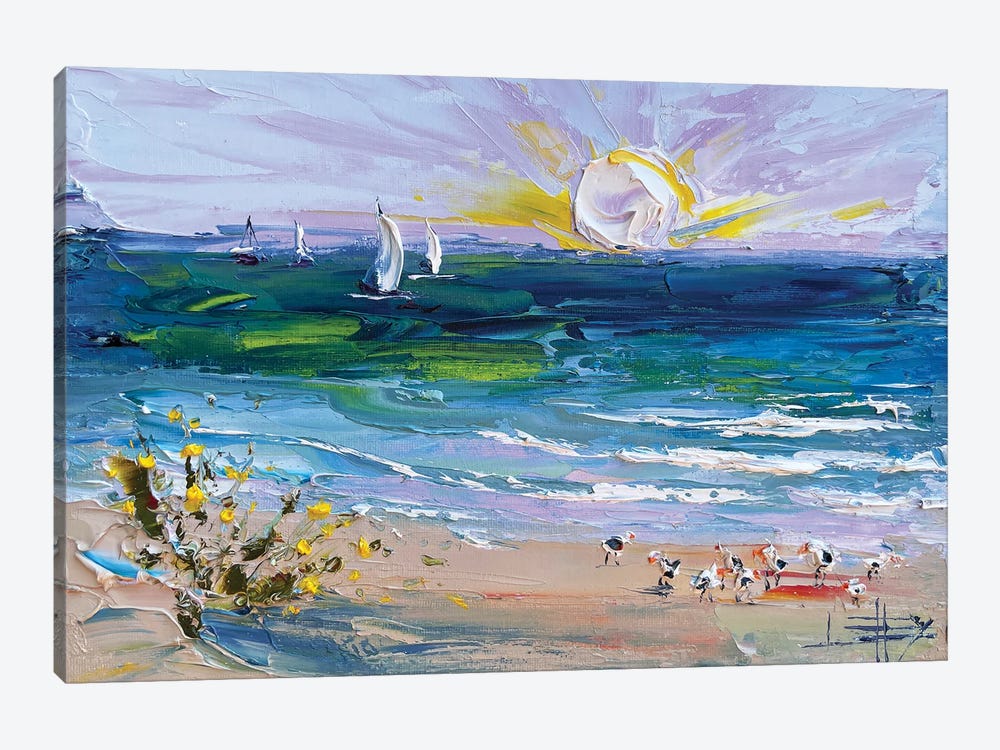 Santa Cruz Sun With Sailboats by Lisa Elley 1-piece Art Print