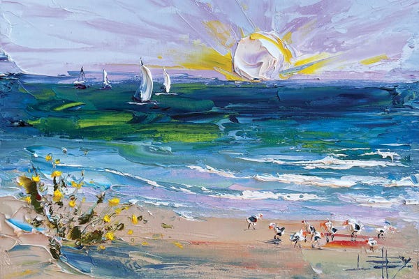 Santa Cruz: Santa Cruz Sun With Sailboats by Lisa Elley