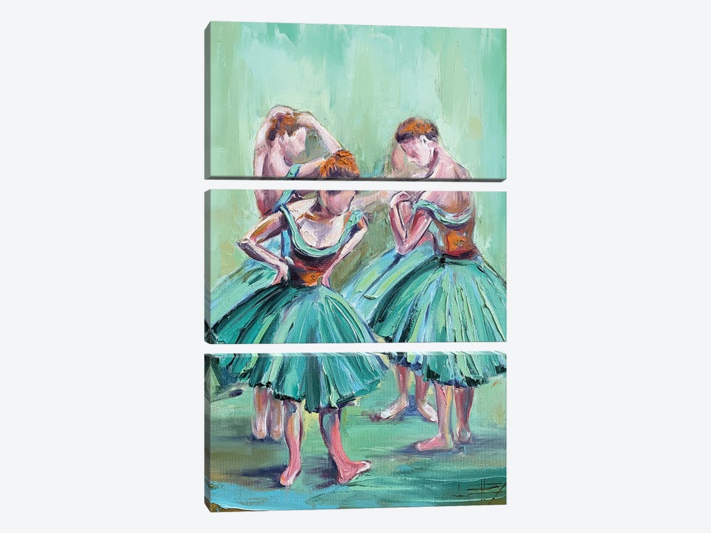 Degas Ballerinas by Lisa Elley 3-piece Canvas Wall Art