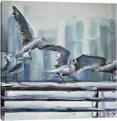 Toward Manhattan, New York City Canvas Art Print - Gull & Seagull Art