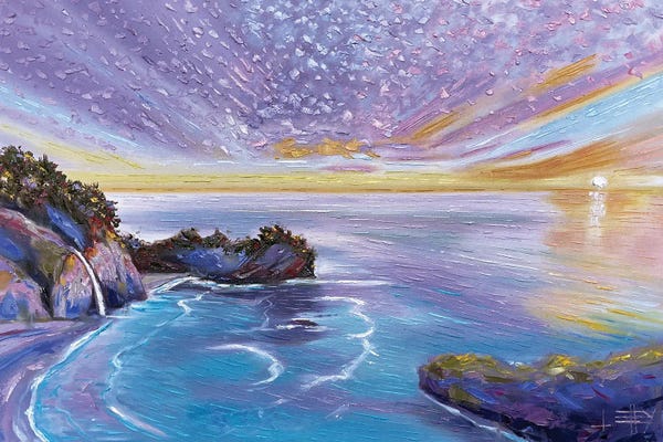 Lisa Elley: Mcway Falls Sunset, Big Sur California by Lisa Elley