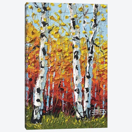 Three Birch Trees Canvas Print #LEL703} by Lisa Elley Art Print
