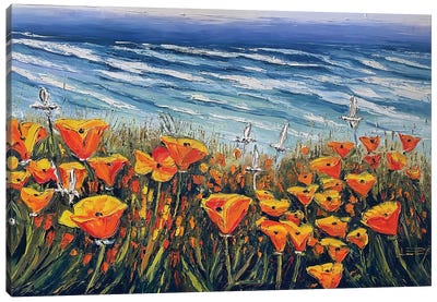 California Poppies In Big Sur Canvas Art Print - Big Sur Art