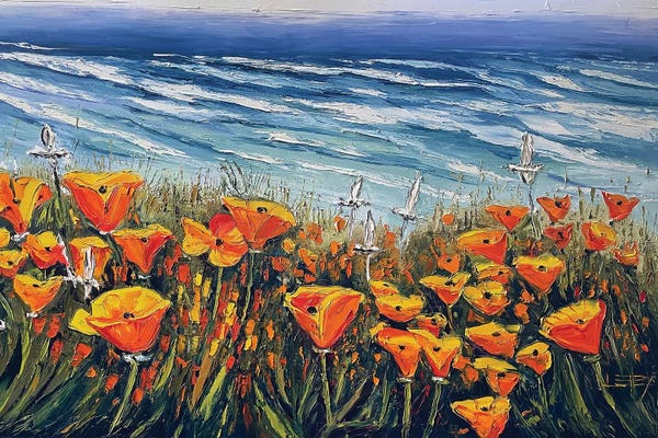 Big Sur: California Poppies In Big Sur by Lisa Elley