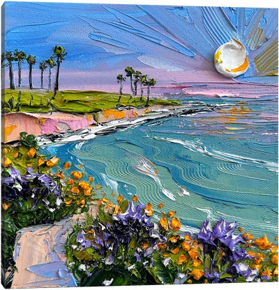 Sunset Walk At La Jolla Canvas Art Print - San Diego Art