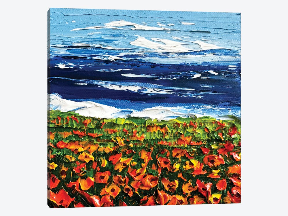 Poppies And The Sea by Lisa Elley 1-piece Canvas Print