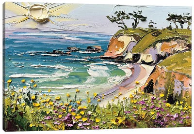 California Calm - Davenport Beach Canvas Art Print - Coastal Sand Dune Art