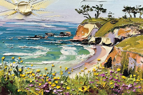 Contemporary Coastal: California Calm - Davenport Beach by Lisa Elley