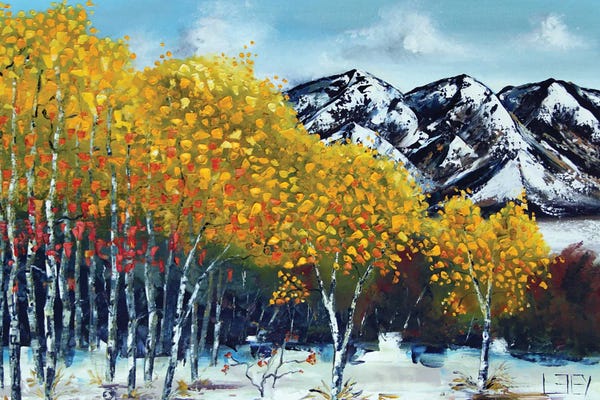 Aspen Trees: First Snowfall by Lisa Elley