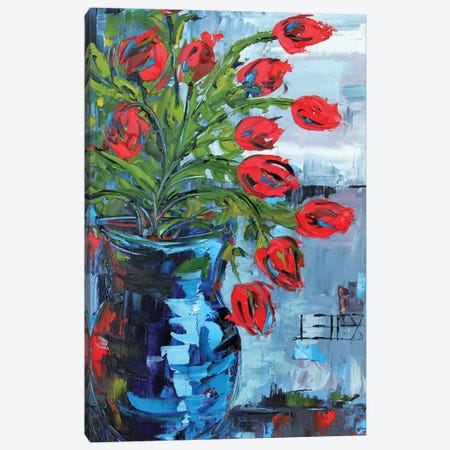 Red Tulips Still Life Canvas Print #LEL792} by Lisa Elley Canvas Artwork