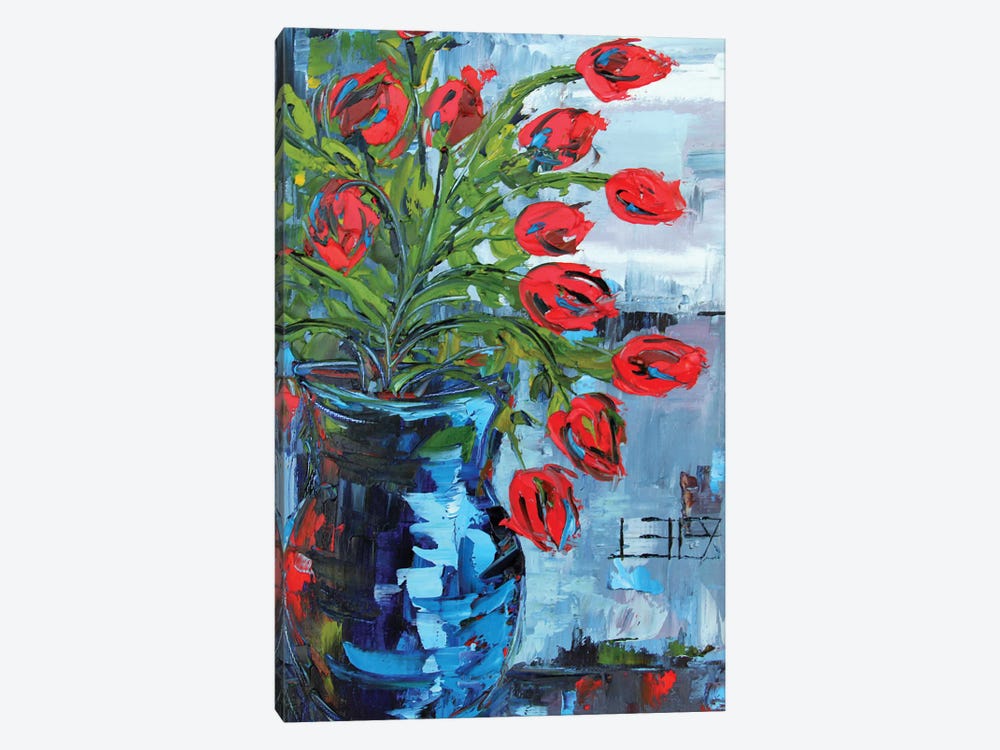 Red Tulips Still Life by Lisa Elley 1-piece Canvas Print