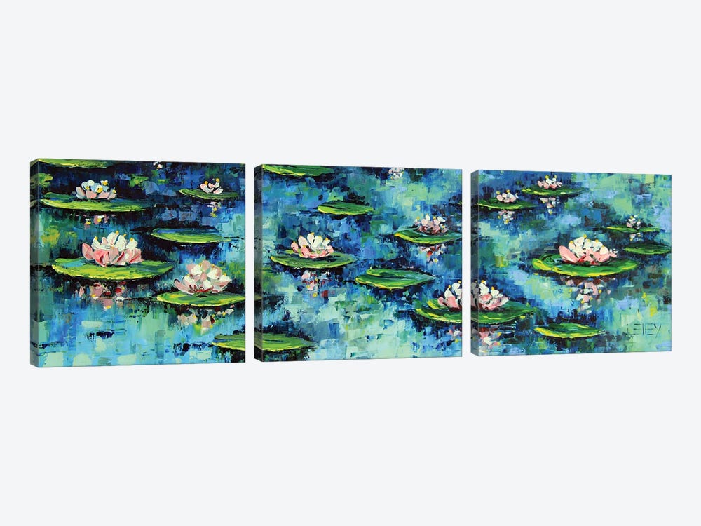 Water Lilies by Lisa Elley 3-piece Canvas Artwork