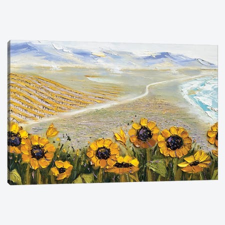 Over The Hills And Far Away Monterey Bay Sunflowers Canvas Print #LEL801} by Lisa Elley Canvas Art