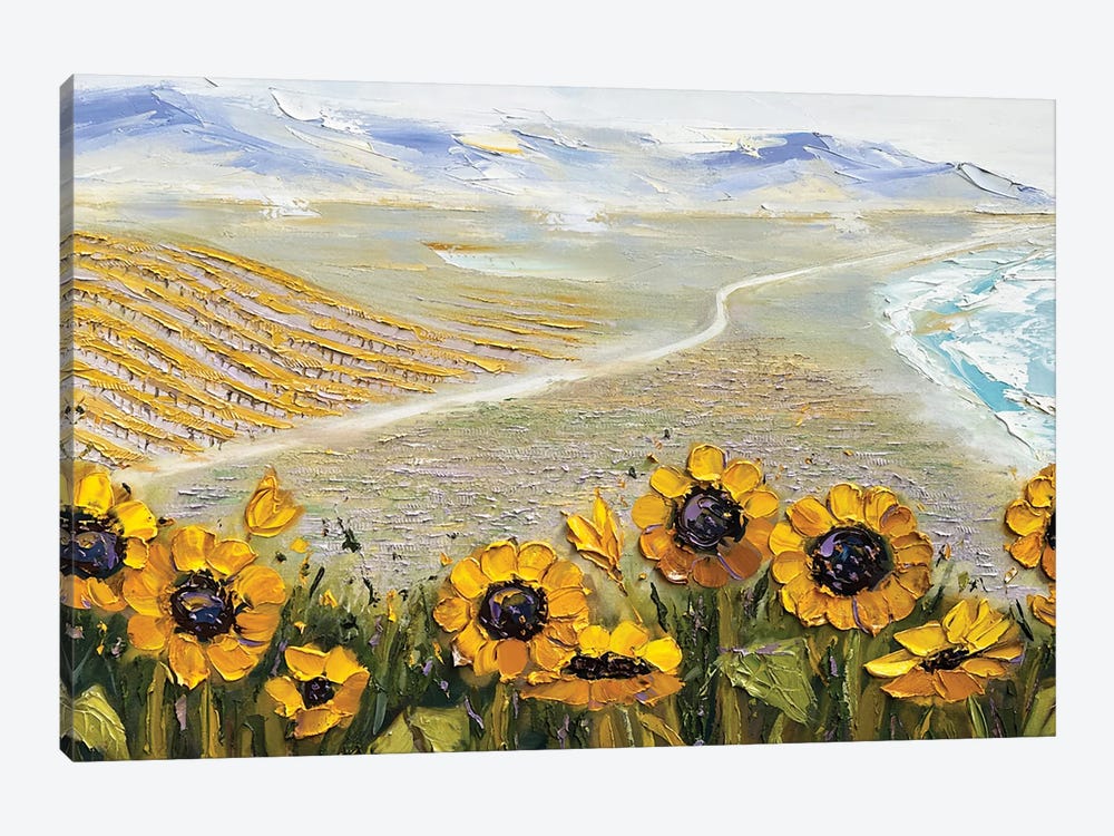Over The Hills And Far Away Monterey Bay Sunflowers by Lisa Elley 1-piece Art Print