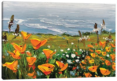 Coastal Bloom Canvas Art Print - Field, Grassland & Meadow Art