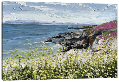 Wildflowers On The Coast Canvas Art Print - Coastline Art