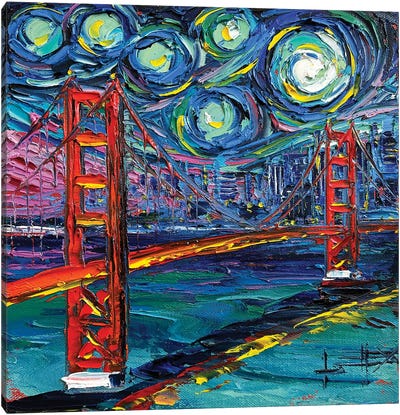 Golden Gate Skies San Francisco Canvas Art Print - Starry Night Collection