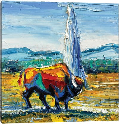 Bison At Yellowstone Canvas Art Print - Lisa Elley