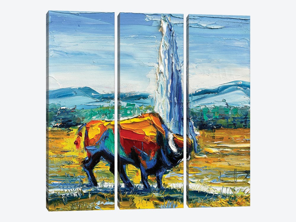 Bison At Yellowstone by Lisa Elley 3-piece Art Print