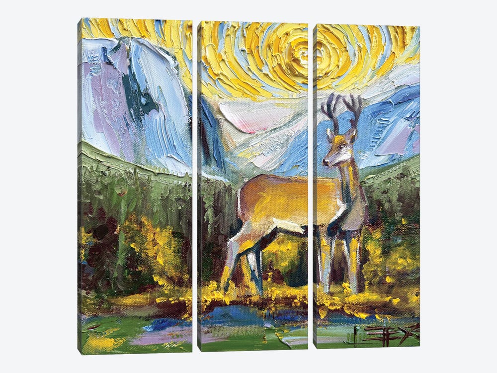 Deer At Yosemite by Lisa Elley 3-piece Canvas Wall Art
