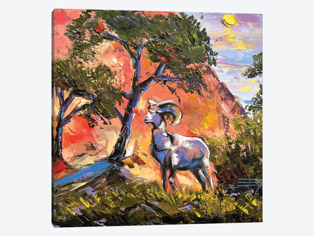 Mountain Goat At Zion National Park by Lisa Elley 1-piece Canvas Art Print