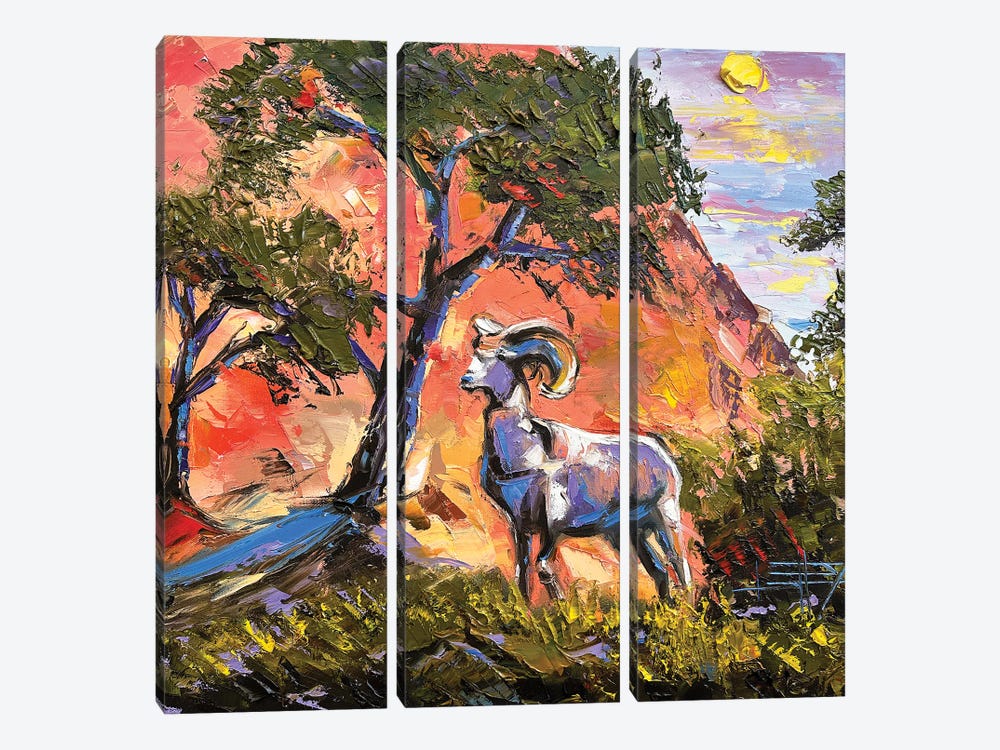 Mountain Goat At Zion National Park by Lisa Elley 3-piece Art Print