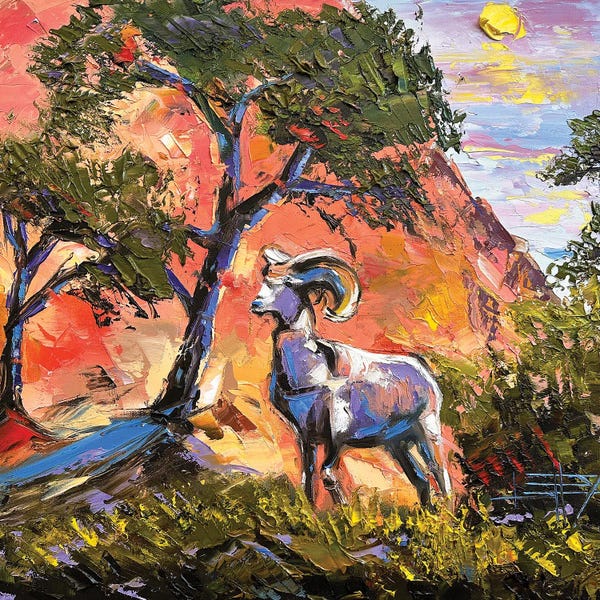 Lisa Elley: Mountain Goat At Zion National Park by Lisa Elley