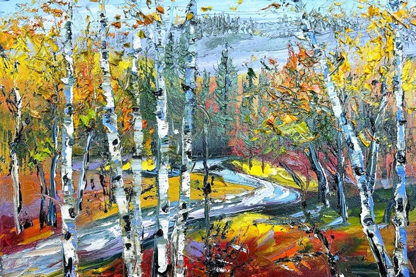 Birch Trees: Colorful Symphony by Lisa Elley