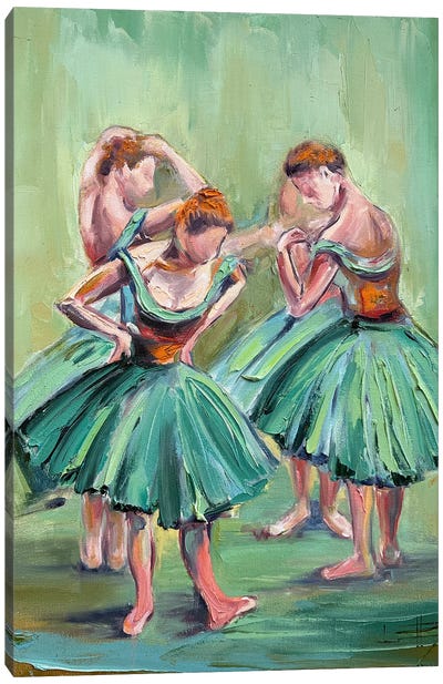 Degas Ballerinas In Blue Canvas Art Print - Lisa Elley