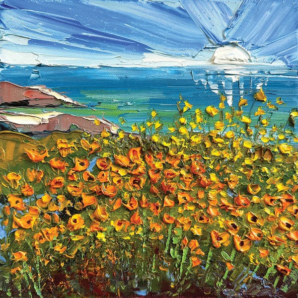 Large Art for Bedroom - Canvas Prints: Poppy Coast by Lisa Elley