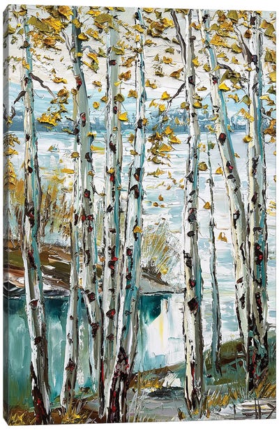 Azure Forest Dream Canvas Art Print - Aspen and Birch Trees